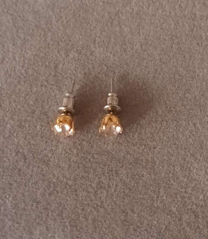 Gold Plated Stud CZ Earrings.