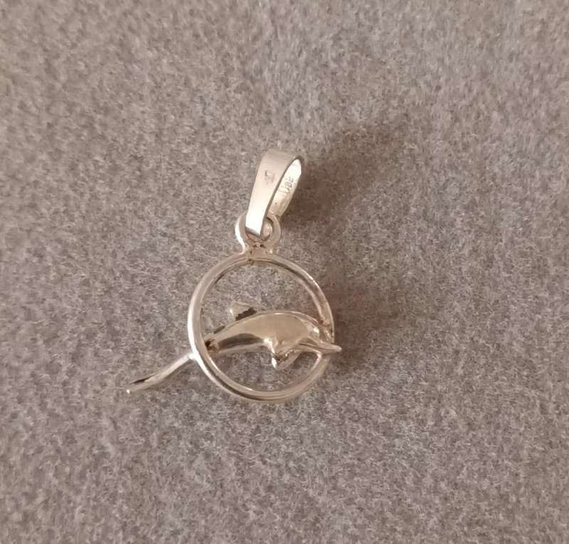 Sterling Silver Dolphin Pendant. 14x14mm.