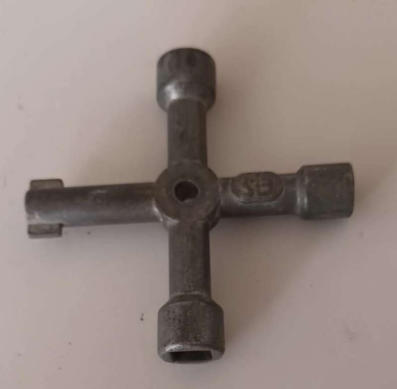 Vintage 4 Way Utility or Control Cabinet Key.