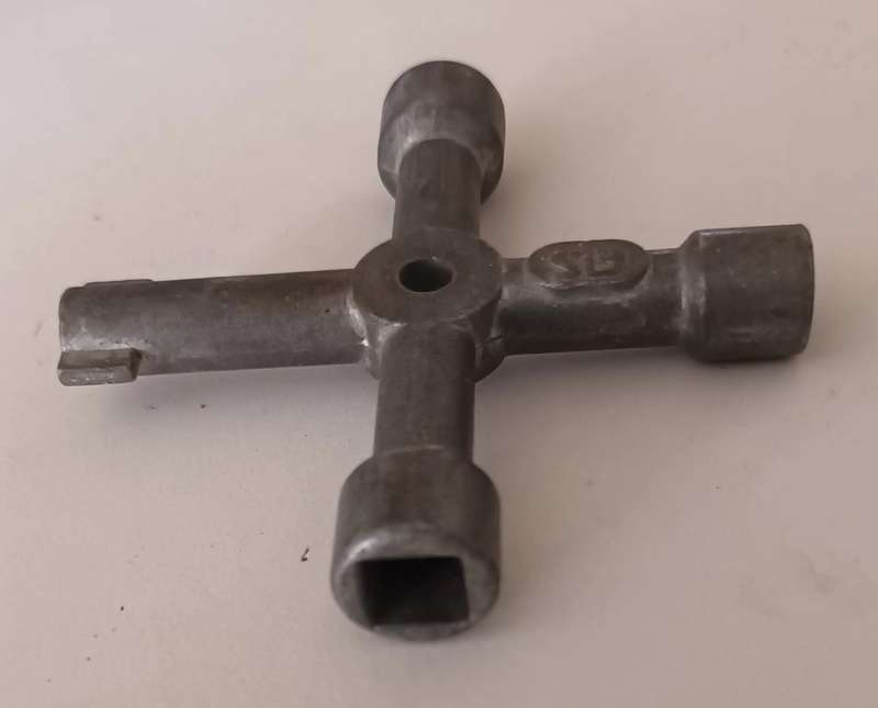 Vintage 4 Way Utility or Control Cabinet Key.