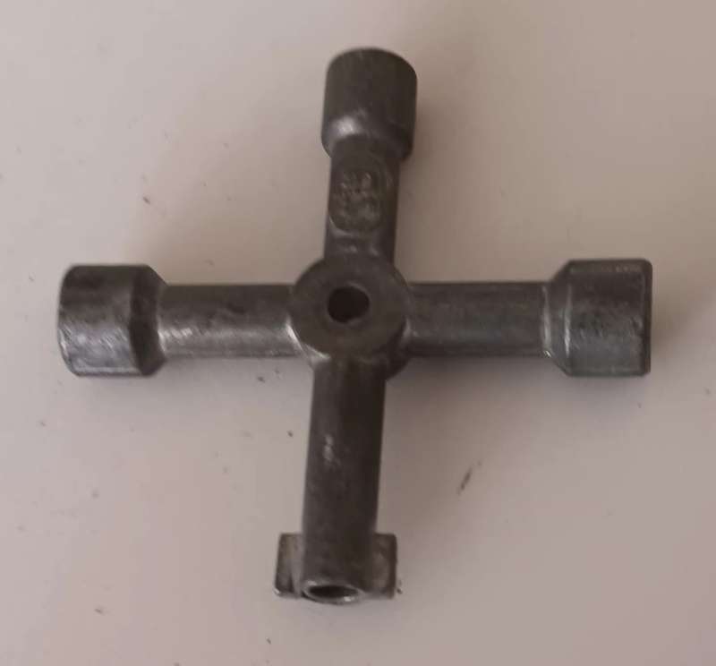 Vintage 4 Way Utility or Control Cabinet Key.