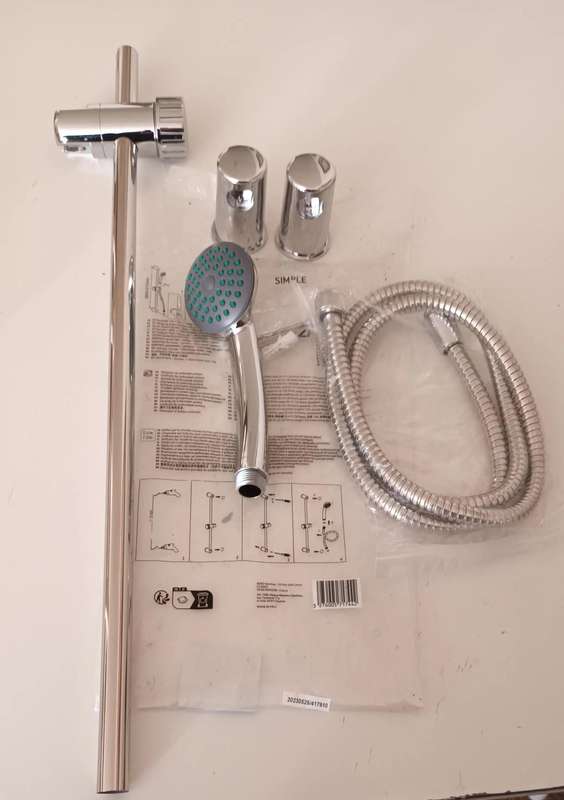 Brand New Chrome Shower Rail Set. Open Package.