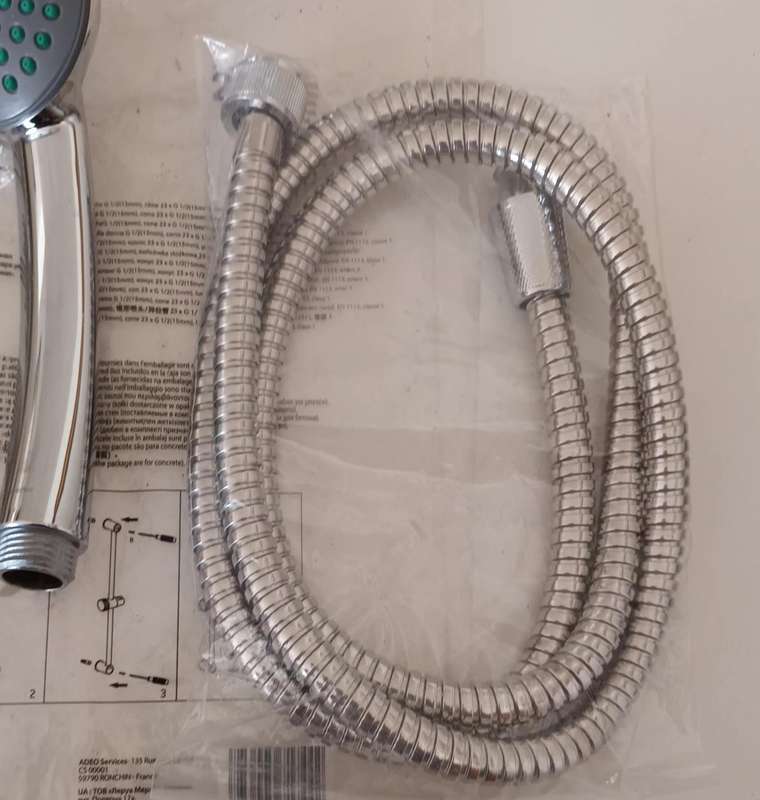 Brand New Chrome Shower Rail Set. Open Package.