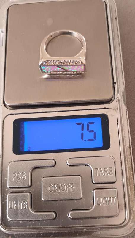 Lovely Sterling Silver Opal Ring. Size O.