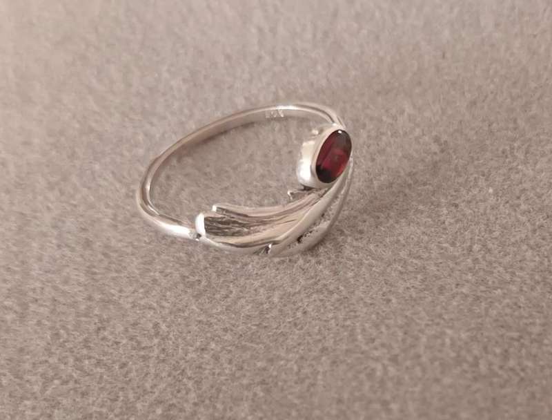 Sterling Silver Garnet Ring. Size K 1/2.