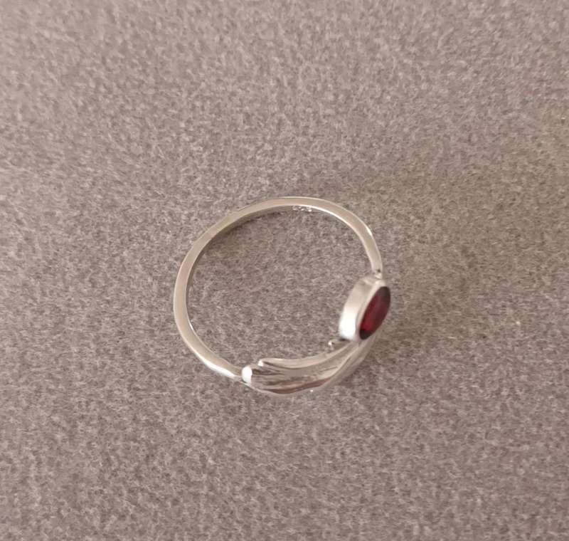 Sterling Silver Garnet Ring. Size K 1/2.
