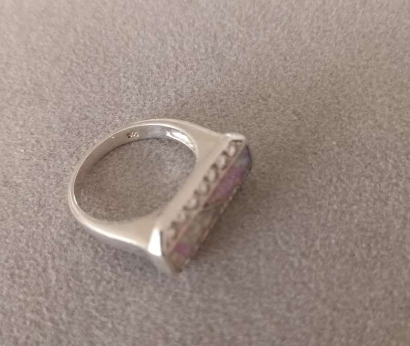 Lovely Sterling Silver Opal Ring. Size O.