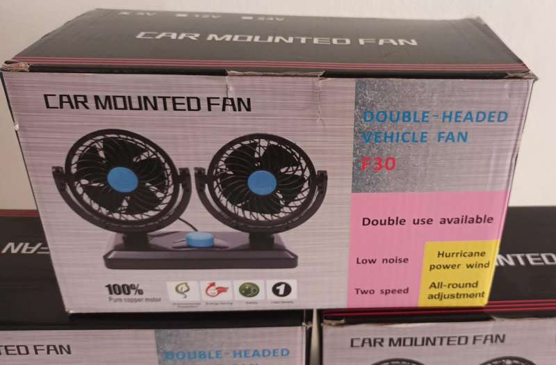 USB Desk/Car Fan Double Head Fan Portable Auto Cooling Fan. New.