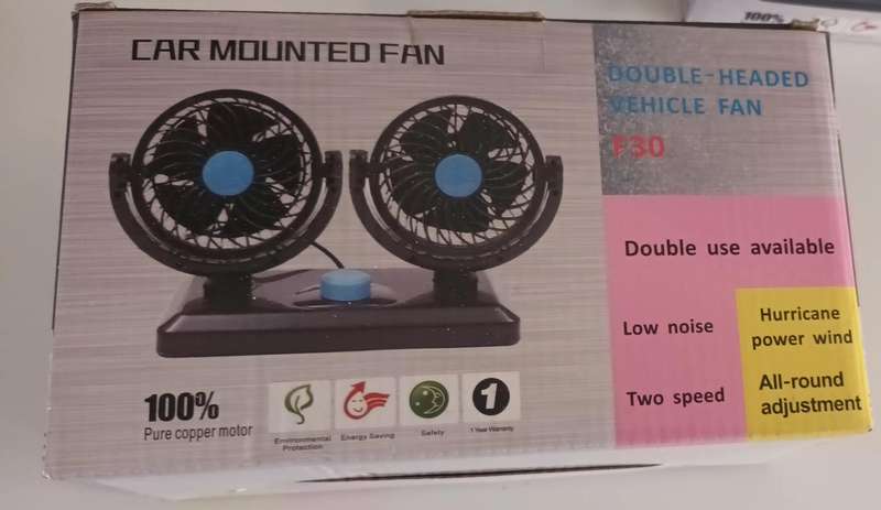 USB Desk/Car Fan Double Head Fan Portable Auto Cooling Fan. New.