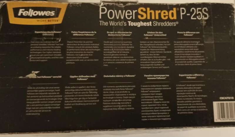 FELLOWES PowerShred P-25S Paper Shedder. Like New.