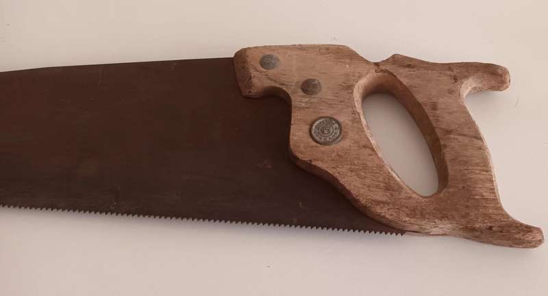 Vintage Saw with Wooden Handle.