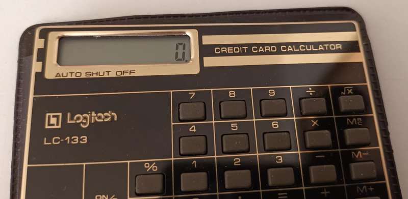 Vintage Logitech Credit Card Calculator.