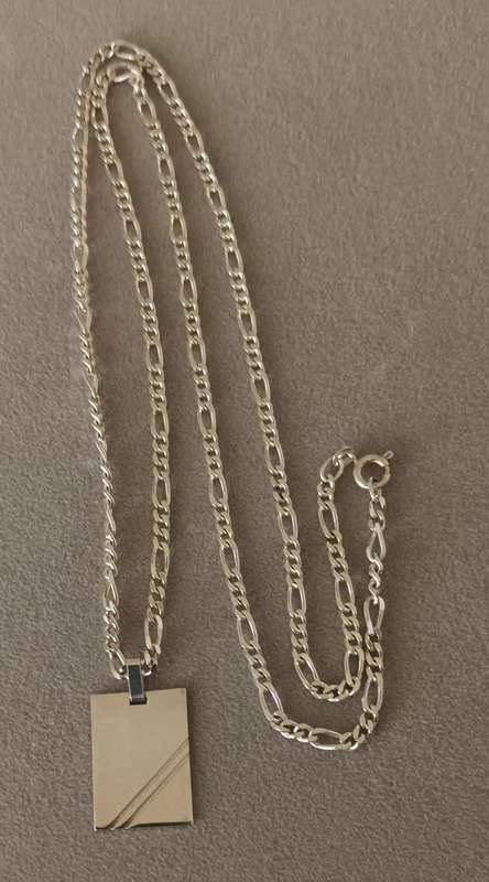 Sterling Silver Necklace With Pendant. Length 70cm. Pendant 25x17mm. 20.5g.