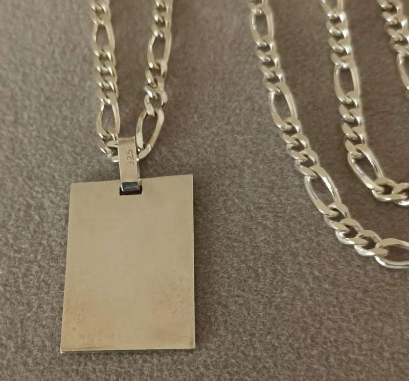 Sterling Silver Necklace With Pendant. Length 70cm. Pendant 25x17mm. 20.5g.