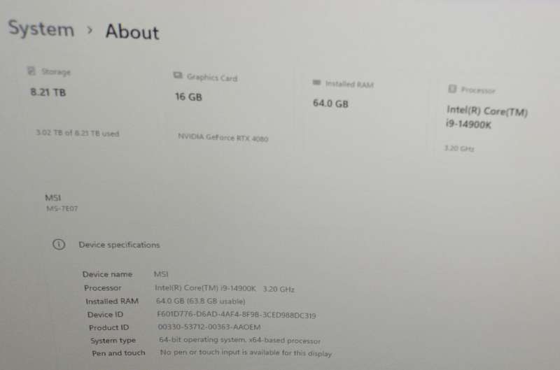 High End Gaming PC  i9 14900k/RTX 4080/64GB Ram/9Tb Storage/ 34" Ultrawide Monitor. Collection only!