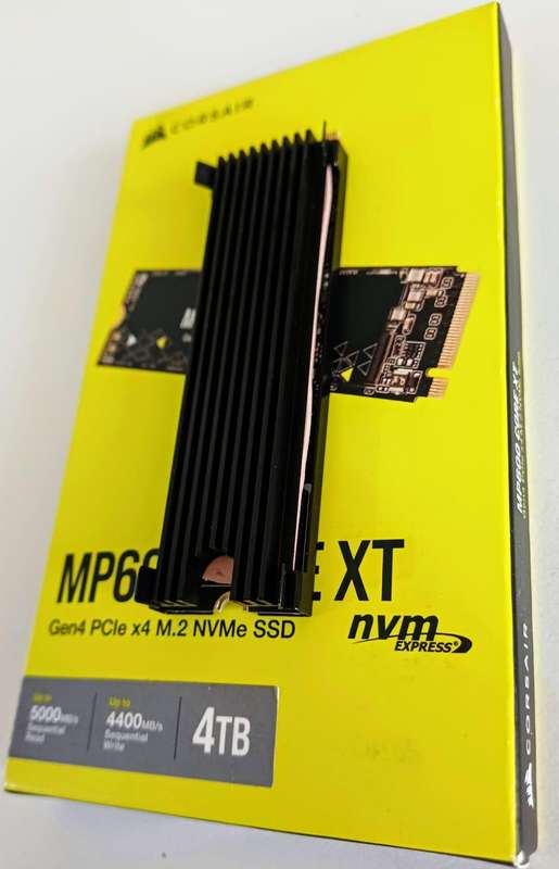 Corsair 4Tb MP600 Core XT Gen4 NVMe with Heatsink. Approximately 1Year warranty remaining.