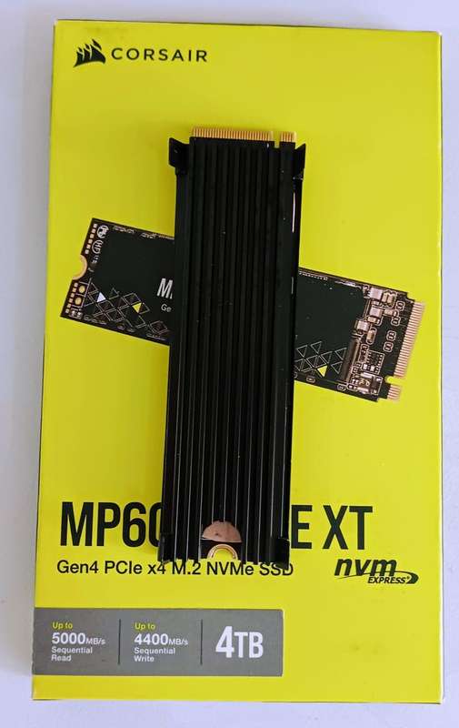 Corsair 4Tb MP600 Core XT Gen4 NVMe with Heatsink. Approximately 1Year warranty remaining.
