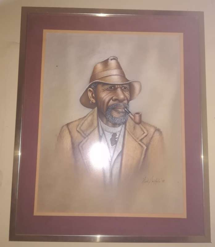 Mack Mojapelo Painting. 1988. 75x61.5cm. South African artist.