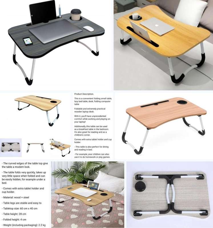 Convenient Folding Small Table. Lazy Bed, Computer, Desk Table. Black. New.