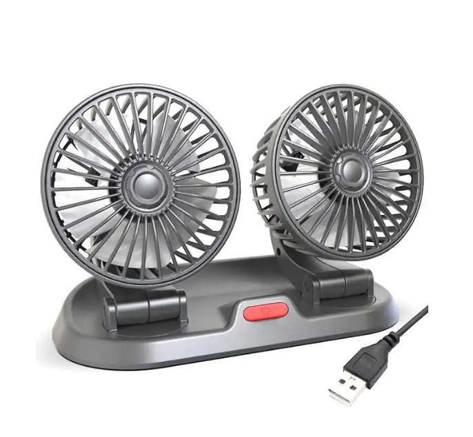 USB Desk/Car Fan Double Head Fan Portable Auto Cooling Fan. New.
