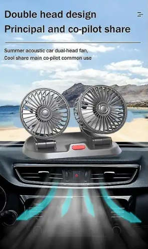 USB Desk/Car Fan Double Head Fan Portable Auto Cooling Fan. New.