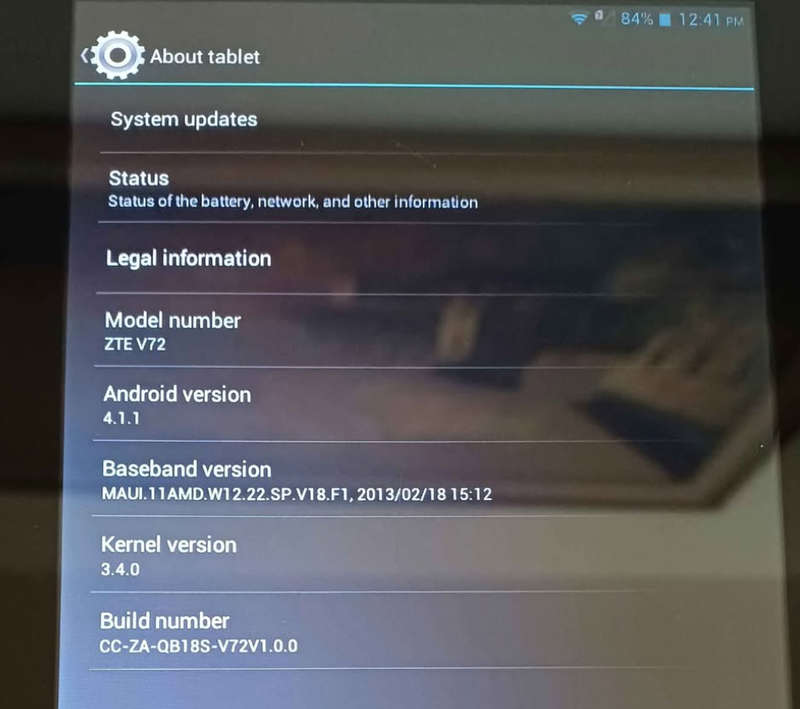 ZTE V72 Android Tablet. Wi-fi Only.