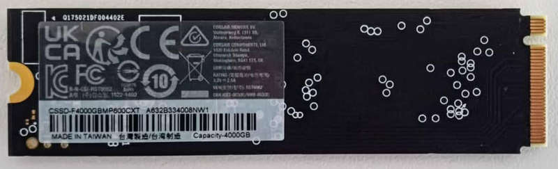 Corsair MP600 CORE XT 4TB PCIe 4.0 (Gen4) x4 NVMe M.2 SSD. Approx. 1 year Warranty left.