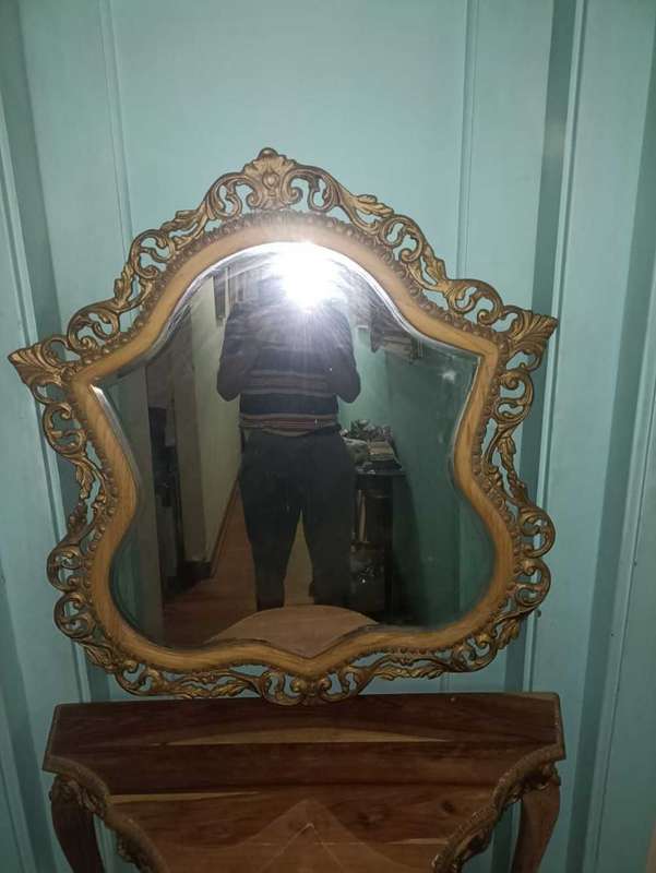 Vintage Victorian mirror and corner table