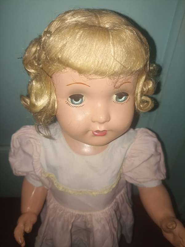 VINTAGE COMPOSITION WALKING DOLL VERY RARE AND SCARCE