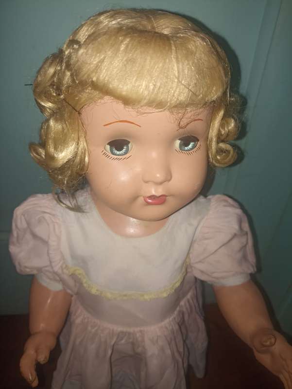 VINTAGE COMPOSITION WALKING DOLL VERY RARE AND SCARCE