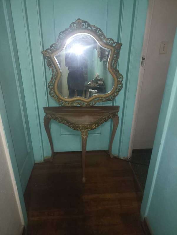Vintage Victorian mirror and corner table