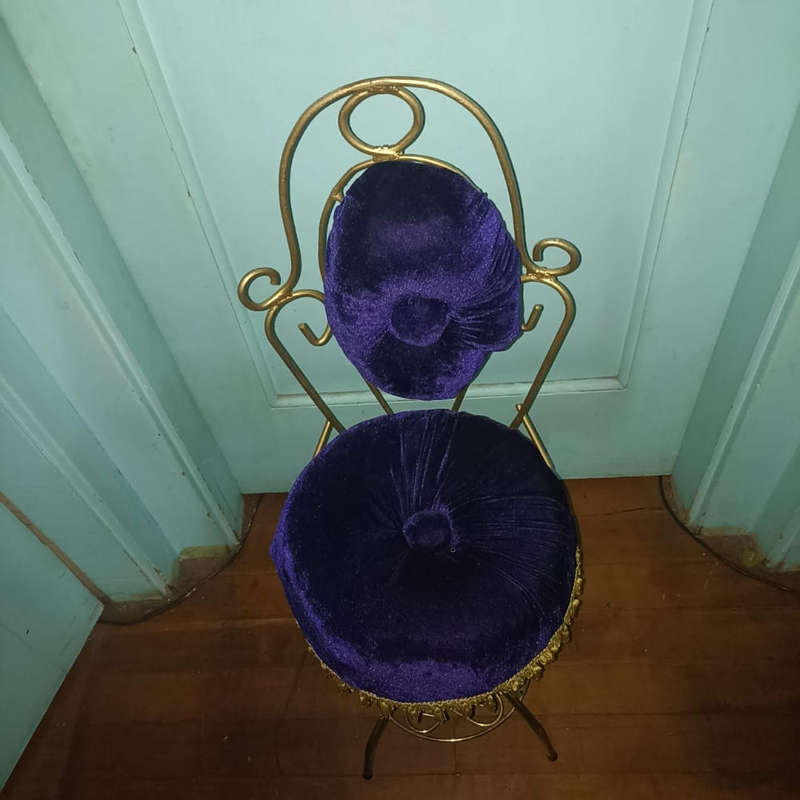 1960 dark VELVET purple boudoir chair