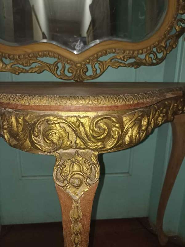 Vintage Victorian mirror and corner table