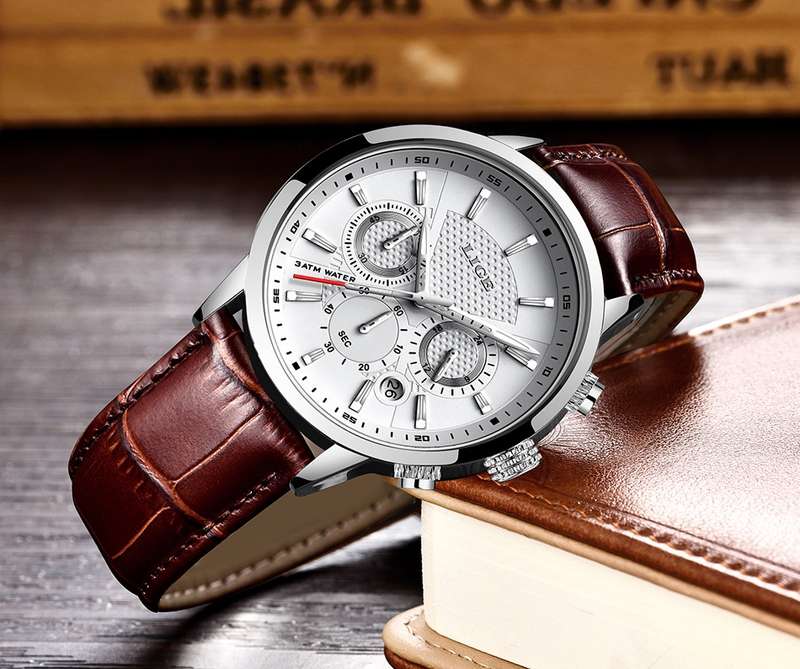 LIGE Valor: Men's Military Leather Watch