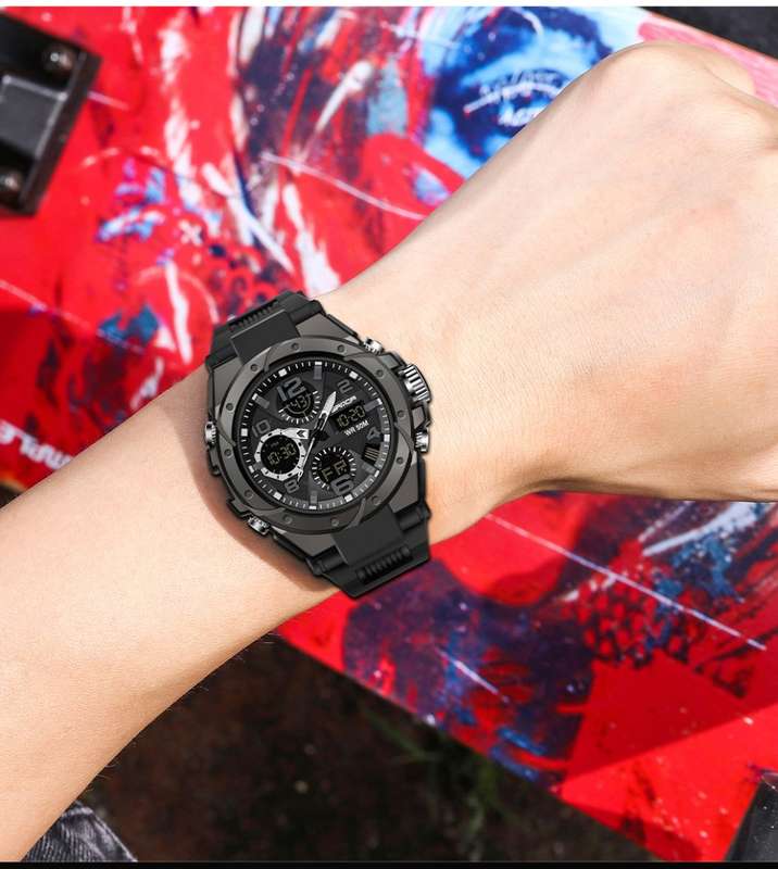 SANDA Chrono Sport: Dual Time Quartz Analog-Digital Waterproof Watch