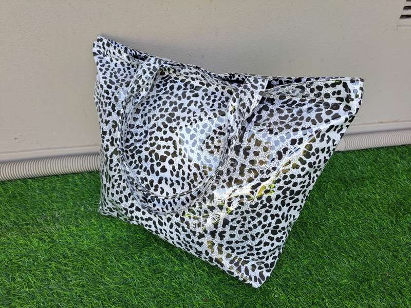 Cheetah print large pvc handbag