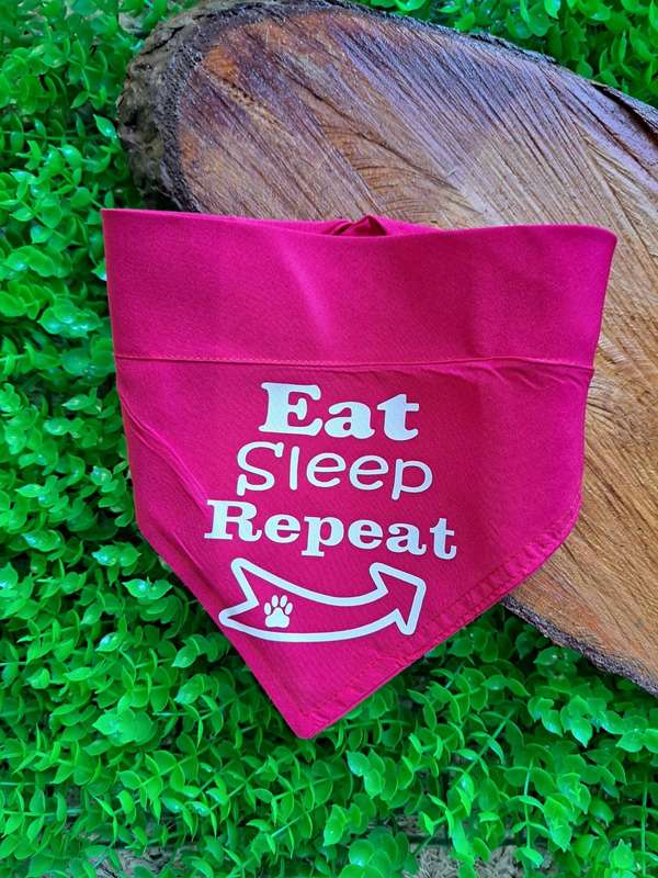 Pet bandana - eat, sleep, repeat - pink