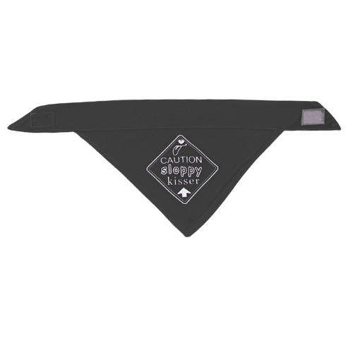 Pet Bandana Black (Caution Sloppy Kisser)