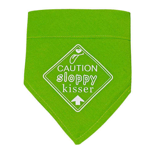 Pet Bandana Green (Caution Sloppy Kisser)