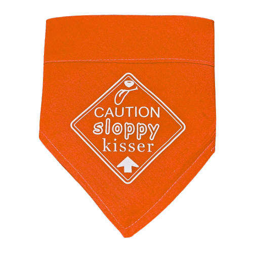 Pet Bandana Orange (Caution Sloppy Kisser)