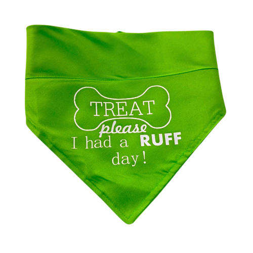 Pet Bandana Green (Treat please, I had a ruff day)