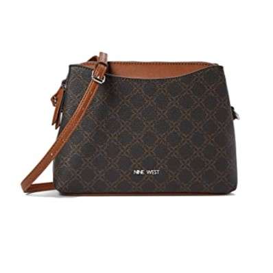 Nine West Calandra Cross Body, Brown, Logo