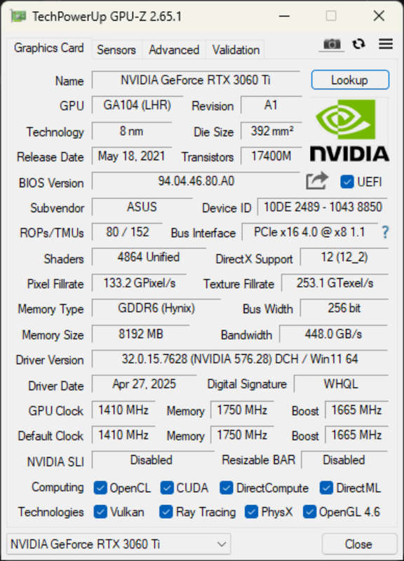 ASUS RTX 3060 Ti Dual Mini
