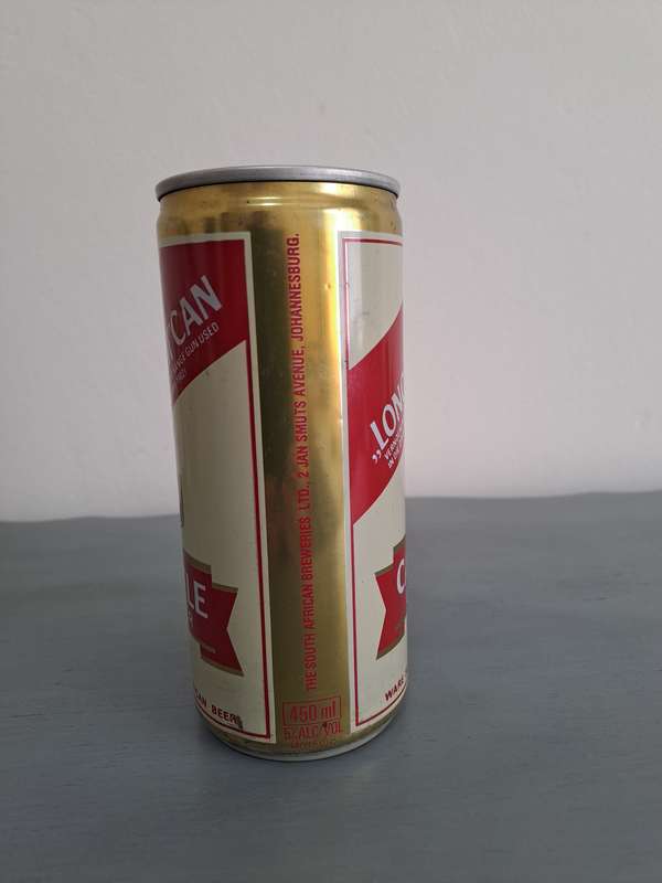 1970's Castle Lager Long Tom Beer, full and sealed, Afr/Eng, 450ml, 5%