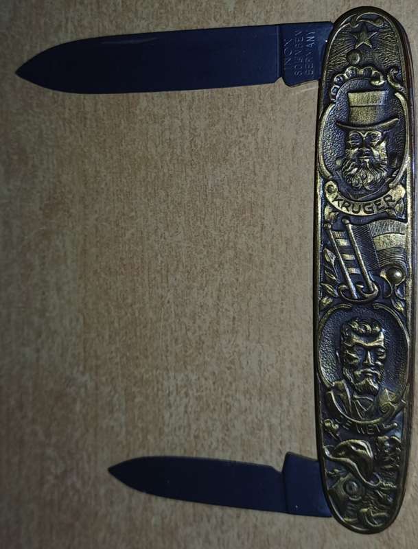 Vintage Rare Solingen Paul Kruger & General De Wet Embossed Folding Pocket knife