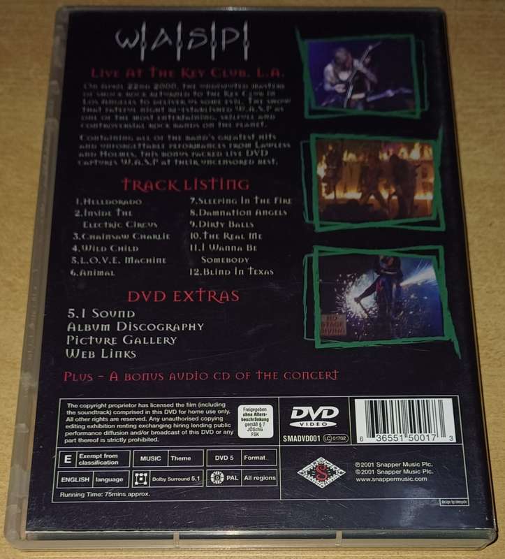 W.A.S.P. - The Sting Live At the Key Club L.A. 2 Disc (DVD)