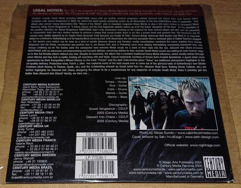 Nightrage - Descent Into Chaos (Promo CD)
