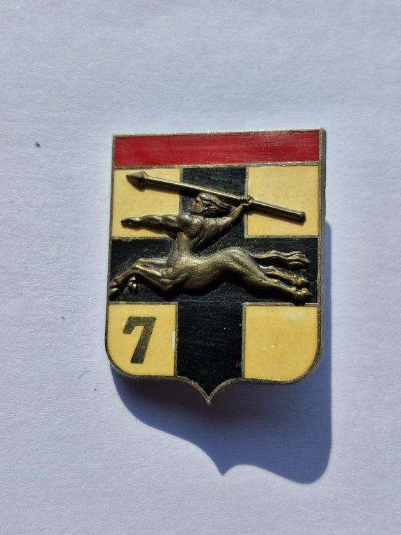 French Army 7th Armored Division Metal & Enamel Pocket Crest Badge