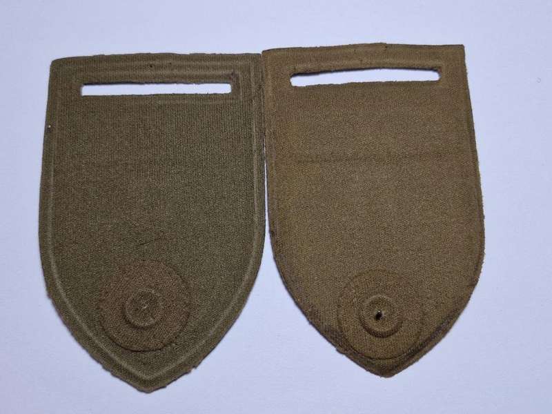 SADF Personnel Service School tupperware shoulder flash pair. Pins intact
