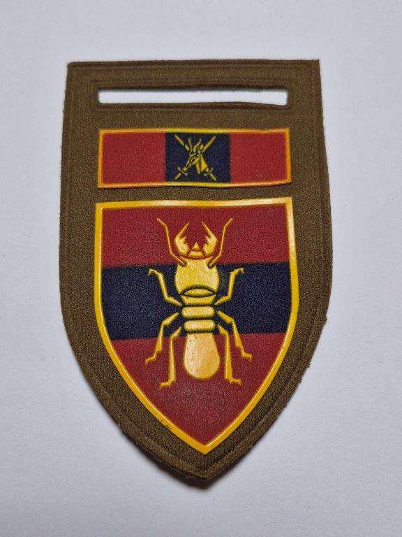 SADF 1 Construction Regiment tupperware shoulder flash. Pin intact
